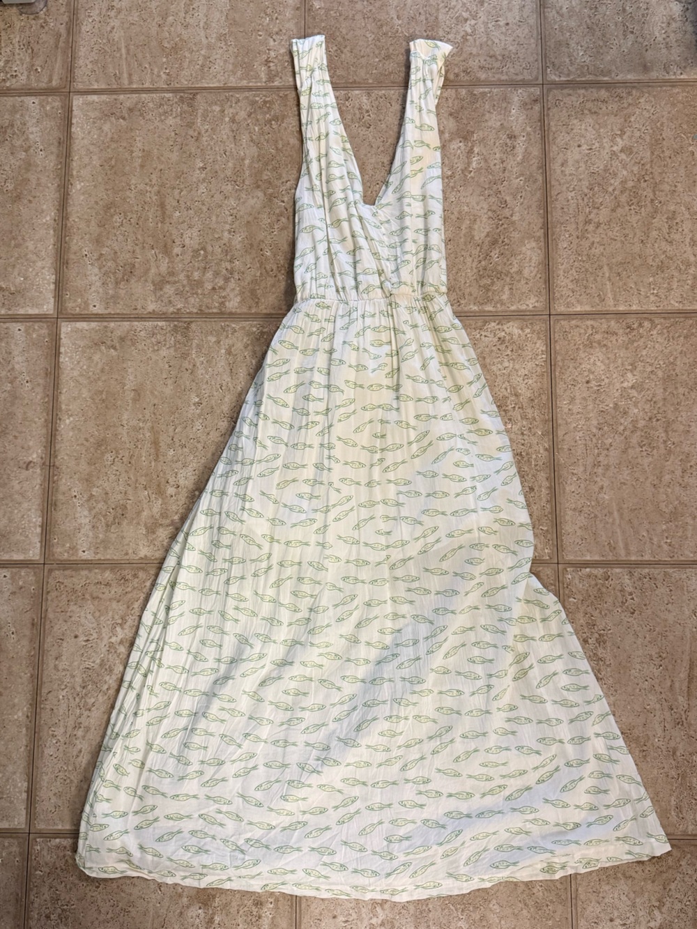 A New Day Fish-Printed Maxi Dress with Criss Cross Back